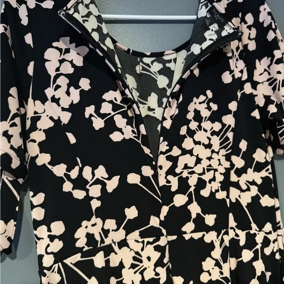 Talbots Black and White A-Line Midi Dress with Flutter Sleeves - Picture 4 of 8